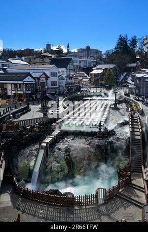 Champ d’eau chaude de Kusatsu Onsen Banque D'Images