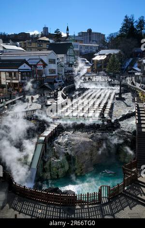 Champ d’eau chaude de Kusatsu Onsen Banque D'Images