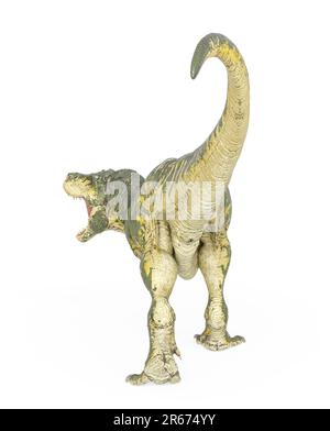 tyrannosaurus rex marche comme un roi en arrière-plan blanc vue arrière, 3d illustration Banque D'Images