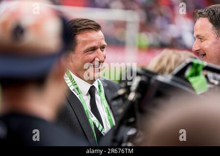 Prague, République tchèque. 07th juin 2023. L'ancien footballeur Vladimir Smicher vu lors de la finale de l'UEFA Europa Conference League entre Fiorentina et West Ham United à Fortuna Arena à Prague. Credit: Gonzales photo/Alamy Live News Banque D'Images