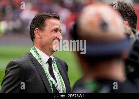 Prague, République tchèque. 07th juin 2023. L'ancien footballeur Vladimir Smicher vu lors de la finale de l'UEFA Europa Conference League entre Fiorentina et West Ham United à Fortuna Arena à Prague. Credit: Gonzales photo/Alamy Live News Banque D'Images