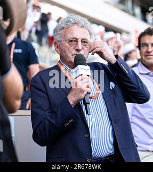 Paris, France. 04th juin 2023. Nelson Monfort lors de l'Open de France, tournoi de tennis Grand Chelem sur 6 juin 2023 au stade Roland Garros à Paris, France. Photo Victor Joly/DPPI crédit: DPPI Media/Alay Live News Banque D'Images