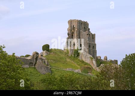 Château de Corfe, Corfe, Île de Purbeck, Dorset, Angleterre, Grande-Bretagne, Royaume-Uni, Royaume-Uni, Europe Banque D'Images