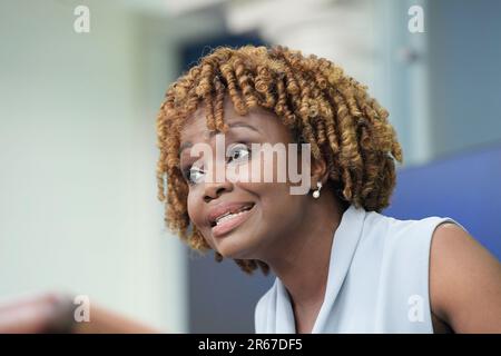 7 juin 2023, Washington, Distrique de Columbia, Etats-Unis: La secrétaire de presse DE la Maison Blanche KARINE JEAN PIERRE parle aujourd'hui lors d'une conférence de presse sur 07 juin 2023 à la salle Brady/Maison Blanche à Washington DC, Etats-Unis. (Credit image: © Lénine Nolly/ZUMA Press Wire) USAGE ÉDITORIAL SEULEMENT! Non destiné À un usage commercial ! Banque D'Images