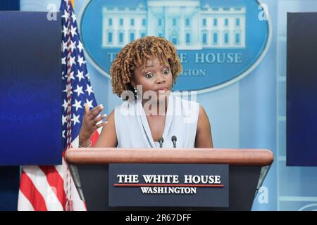 7 juin 2023, Washington, Distrique de Columbia, Etats-Unis: La secrétaire de presse DE la Maison Blanche KARINE JEAN PIERRE parle aujourd'hui lors d'une conférence de presse sur 07 juin 2023 à la salle Brady/Maison Blanche à Washington DC, Etats-Unis. (Credit image: © Lénine Nolly/ZUMA Press Wire) USAGE ÉDITORIAL SEULEMENT! Non destiné À un usage commercial ! Banque D'Images