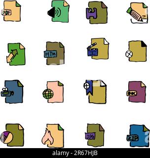 Les icônes des formats de document et de fichier ont un vecteur isolé Illustration de Vecteur