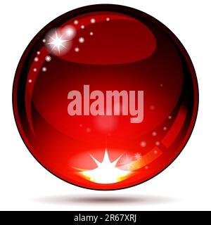 Sphère rouge brillante isolée sur blanc. Illustration de Vecteur