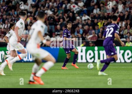 Prague, République tchèque. 07th juin 2023. Luca Ranieri (16) de Fiorentina vu lors de la finale de l'UEFA Europa Conference League entre Fiorentina et West Ham Unis à Eden Arena à Prague. Credit: Gonzales photo/Alamy Live News Banque D'Images