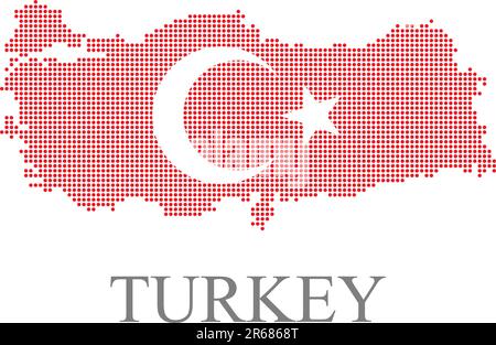 Carte de pixels de Turquie et drapeau turc isolé sur fond blanc - vecteur Illustration de Vecteur