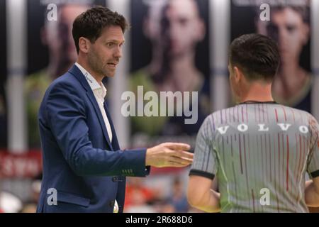 Leiden, pays-Bas. 07th juin 2023. LEIDEN, PAYS-BAS - JUIN 7: Le chef Sam Rotsaert de Charleroi pendant le match semi-fin de la Ligue BNXT deux entre Zorg en Zekerheid Leiden et Spirou Panier Charleroi à Sporthal Vijf Meijal sur 7 juin 2023 à Leiden, pays-Bas (photo de Kees Kuijt/Orange Pictures) crédit: Orange pics/Alay BV Live News Banque D'Images