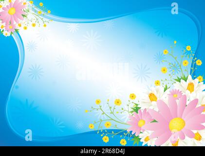 bouquet de chamomiles et lys mais fond bleu Illustration de Vecteur