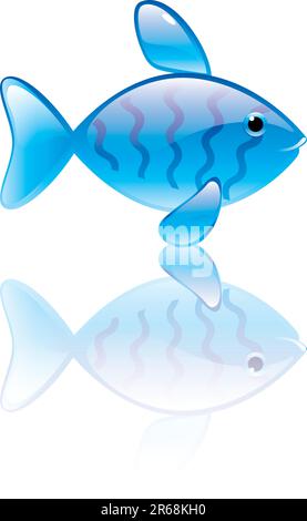 Illustration vectorielle du symbole poisson. Statuette bleue transparente Illustration de Vecteur