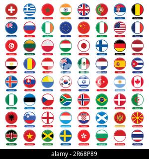 affiche les icônes avec des couleurs officielles et des emblèmes détaillés Illustration de Vecteur