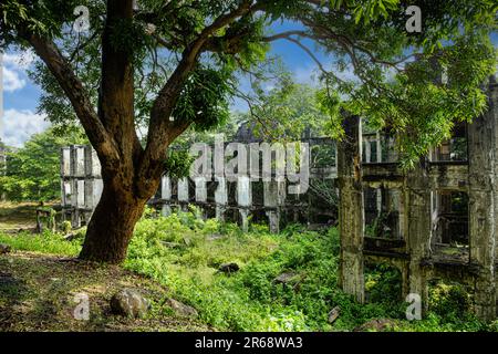 Les ruines de la caserne de Middleside, sur l'île Corregidor aux Philippines. L'île Corregidor gardait l'entrée de la baie de Manille Banque D'Images