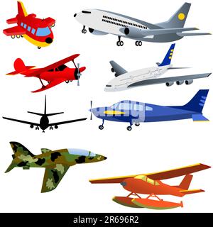 Illustration vectorielle de 8 différents avions isolés sur fond blanc Illustration de Vecteur