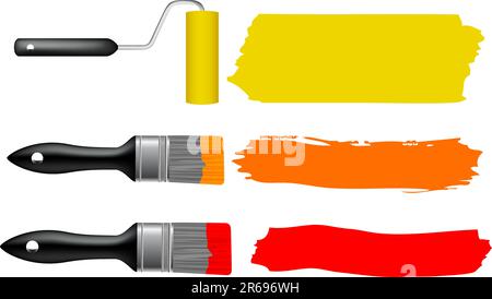 Pinceau et rouleau à peindre, illustration vectorielle Illustration de Vecteur
