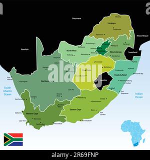 Carte vectorielle de la république d'Afrique du Sud Illustration de Vecteur