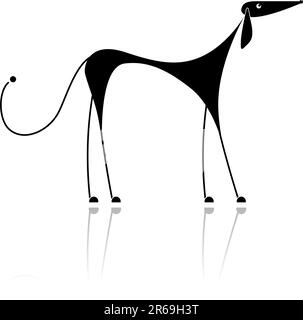 Funny chien noir silhouette pour votre conception Illustration de Vecteur