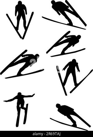 silhouette de saut à ski - vecteur Illustration de Vecteur