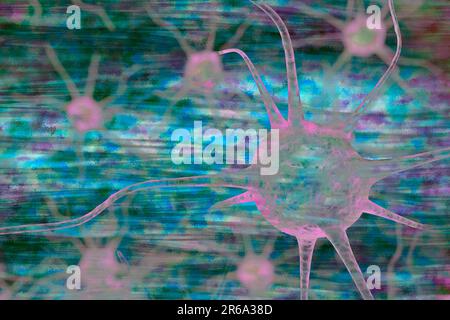 Nerfs les cellules transmettent des signaux, illustration, sciences naturelles, biologie, illustration, sciences naturelles, biologie, art abstrait Banque D'Images