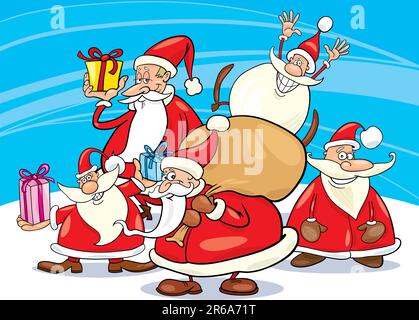 Illustration de cinq clauses santa group Illustration de Vecteur