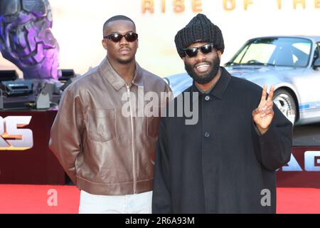 Jacobs Banks et Tobe Nwigwe, Transformers: Rise of the Beasts - European Premiere, Leicester Square, Londres, Royaume-Uni, 7 juin 2023, Photo de Richard Goldsc Banque D'Images