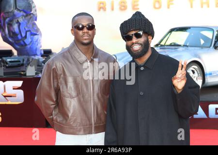 Jacobs Banks et Tobe Nwigwe, Transformers: Rise of the Beasts - European Premiere, Leicester Square, Londres, Royaume-Uni, 7 juin 2023, Photo de Richard Goldsc Banque D'Images