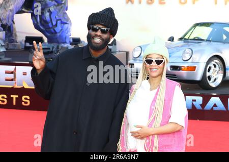 Tobe Nwigwe et Martica 'Fat' Nwigwe, Transformers: Rise of the Beasts - première européenne, Leicester Square, Londres, Royaume-Uni, 7 juin 2023, Photo de Richar Banque D'Images