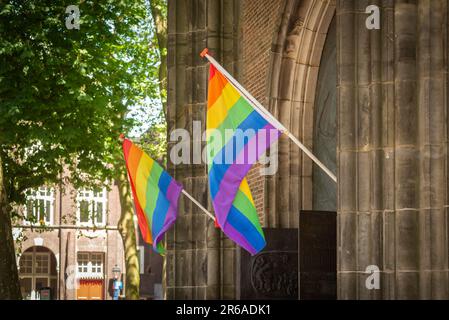 03 juin 2023, Utrecht, pays-Bas, St. La cathédrale de Martin, Utrecht, ou l'église Dom, est une église gothique dédiée à Saint Martin de Tours avec LGBTQ+ Banque D'Images