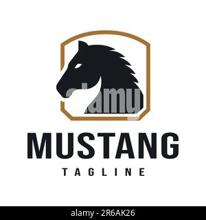 Silhouette de la tête de cheval de bouclier. Modèle de logo Horse inspiration, symbole Illustration de Vecteur