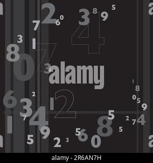 Nombres aléatoires de différentes tailles en échelle de gris Illustration de Vecteur