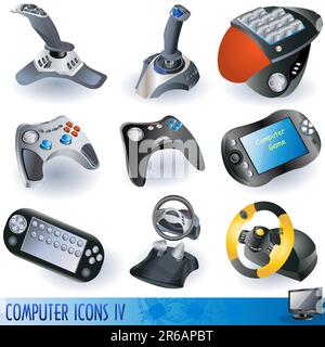 Une collection d'icônes d'ordinateur, de consoles de jeux. Illustration de Vecteur