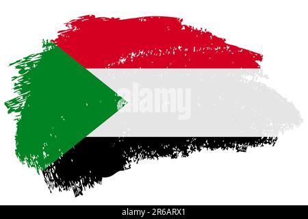 Fond vectoriel de l'indicateur de tracé de pinceau Soudan. Banderole isolée peinte à la main de style grunge soudanaise. Illustration de Vecteur