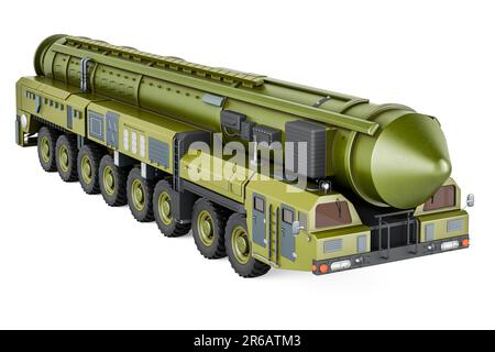 Missile Scud, système mobile de missiles balistiques de courte portée, rendu 3D Banque D'Images