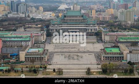 Pyongyang, Corée du Nord (RPDC - République populaire démocratique de Corée). Avril 2018. Vue aérienne de la ville. Banque D'Images