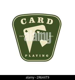 Modèle d'autocollant de carte. Simple minimaliste Vintage Poker jeu de cartes Casino Sport Club logo Design illustration vectorielle Illustration de Vecteur