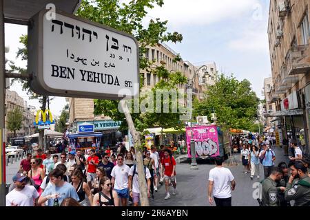 Panneau de signalisation Ben Yehuda Street Banque D'Images