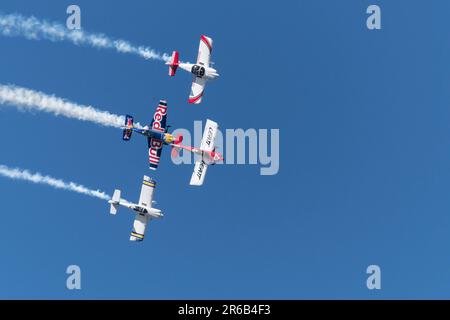 Bloemfontein, Afrique du Sud - 20 mai 2023 : exposition de quatre avions à l'aéroport de Tempe à Bloemfontein Banque D'Images