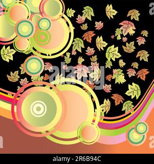 Carte de composition FANTASY Falling Leaves and Circles Illustration de Vecteur