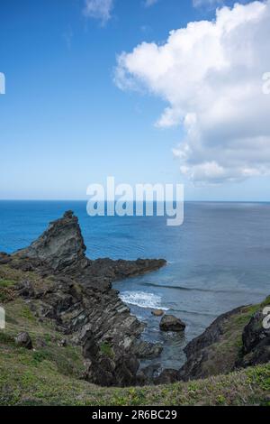 Vue sur l'océan et les falaises et rochers. Ils sont formés naturellement et montrent la beauté de l'art de la nature Banque D'Images