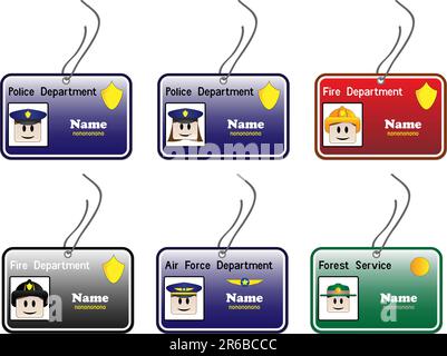 Carte d'identité pour les agents de police, les pompiers et les gardes du parc Illustration de Vecteur