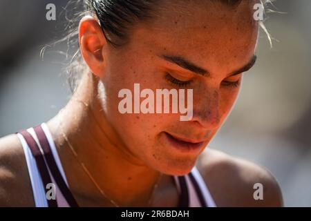 Paris, France, France. 8th juin 2023. Aryna SABALENKA de Biélorussie pendant la douzième journée de Roland-Garros 2023, Open de France 2023, Grand Chelem tournoi de tennis au stade Roland-Garros sur 08 juin 2023 à Paris, France. (Credit image: © Matthieu Mirville/ZUMA Press Wire) USAGE ÉDITORIAL SEULEMENT! Non destiné À un usage commercial ! Banque D'Images