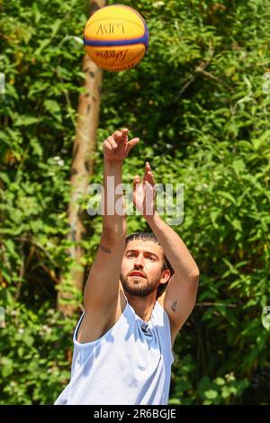 Compétition de basket-ball 3x3. Duisburg, Allemagne 08.06.2023. Jour 1 des Jeux de la Ruhr 23. Pendant quatre jours, les athlètes amateurs se disputent dans des disciplines allant du DMX au Water Polo. Credit: News NRW / Alamy Live News Banque D'Images