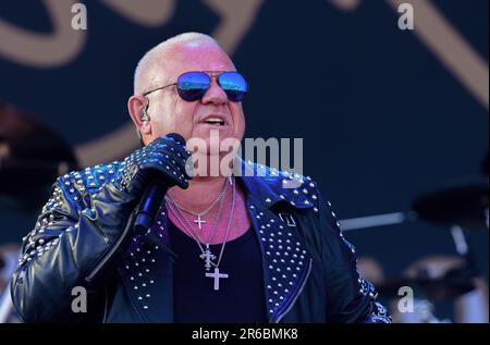 Solvesborg, Suède, 8 juin, 2023 jour 2 U.D.O (DE) se produit au Festival du Rocher de Suède. Udo Dirkschneider - voix crédit: PEO Mšller/Alay Live News Banque D'Images