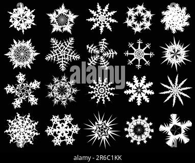 Collection de motifs vectoriels uniques en forme de flocon de neige Illustration de Vecteur