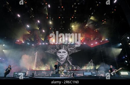 Solvesborg, Suède, 8 juin, 2023 jour 2 Gojira (FR) se produit au Festival du Rocher de Suède. Credit: PEO Mšller/Alamy Live News Banque D'Images