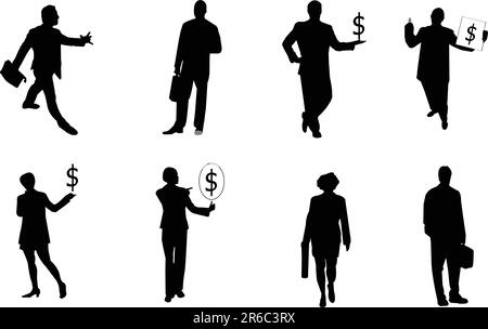 les silhouettes de gens d'affaires, peuvent être utilisées avec parcely Illustration de Vecteur
