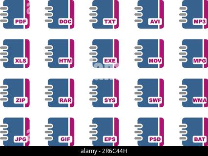 Pack d'icônes vectorielles - série Blue-Fuchsia, collection de documents Illustration de Vecteur