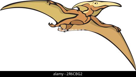 Dinosaure Pterodactyle volant dans une image isolée. Illustration de Vecteur