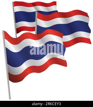 Drapeau de la Thaïlande 3D. Illustration vectorielle. Isolé sur blanc. Illustration de Vecteur